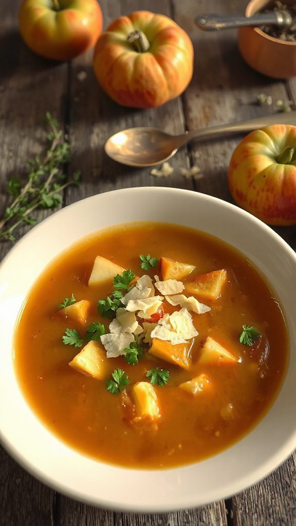 savory apple cheddar soup