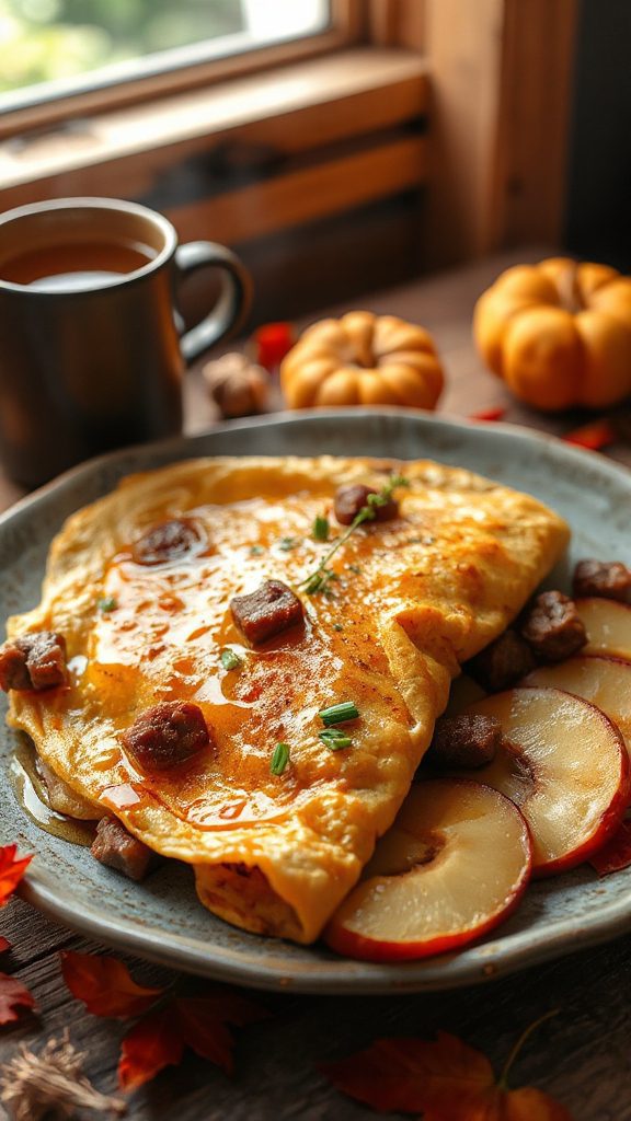 savory apple pork omelette