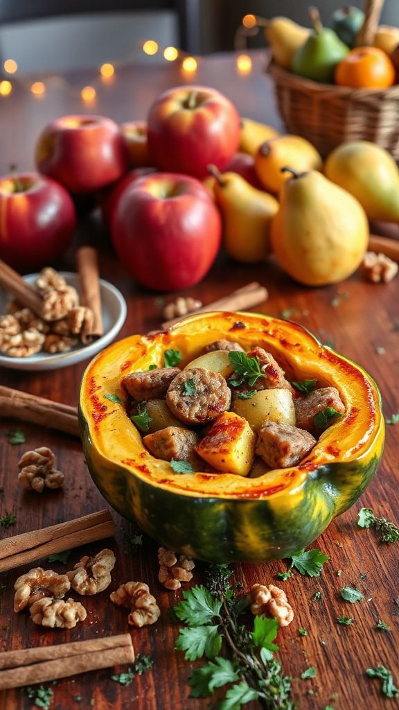 savory apple sausage stuffed squash