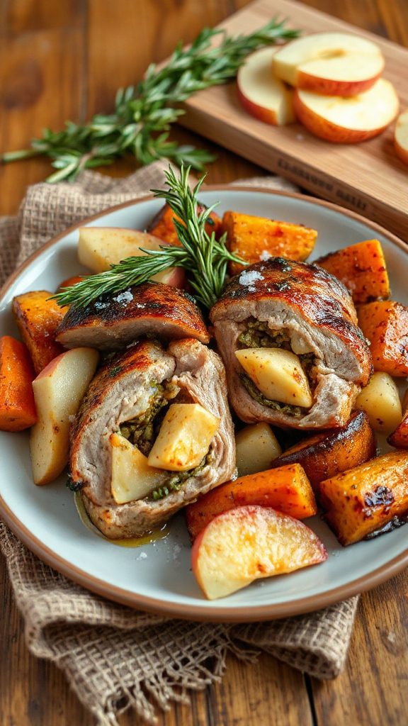 savory apple stuffed pork medallions