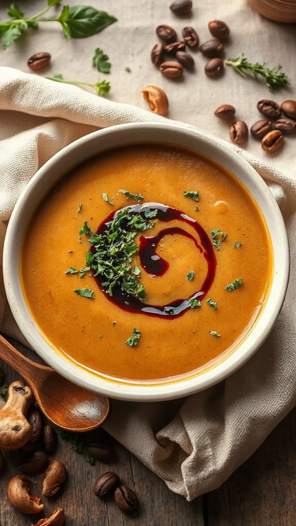 savory coffee and herb bisque