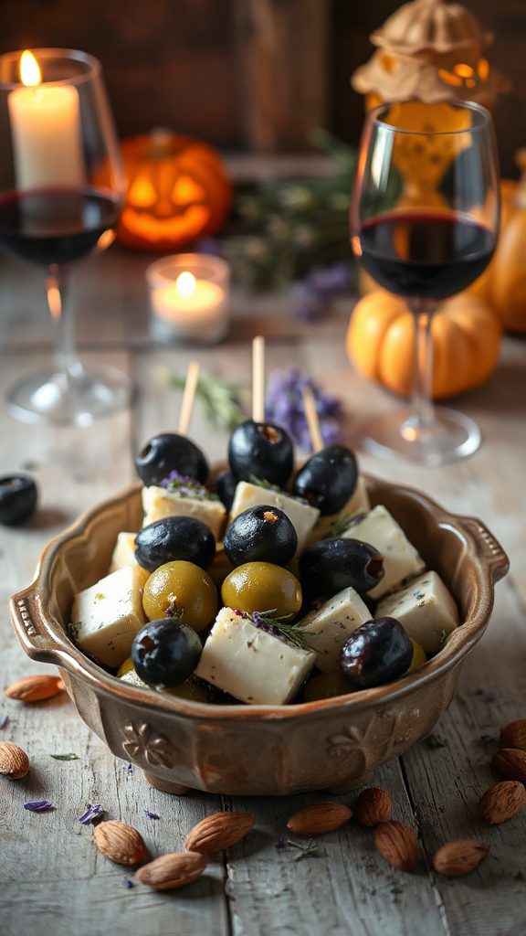 savory halloween cheese skewers
