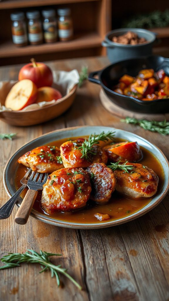savory pork with apple chutney