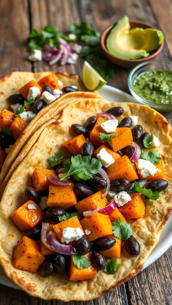 savory pumpkin black bean tacos