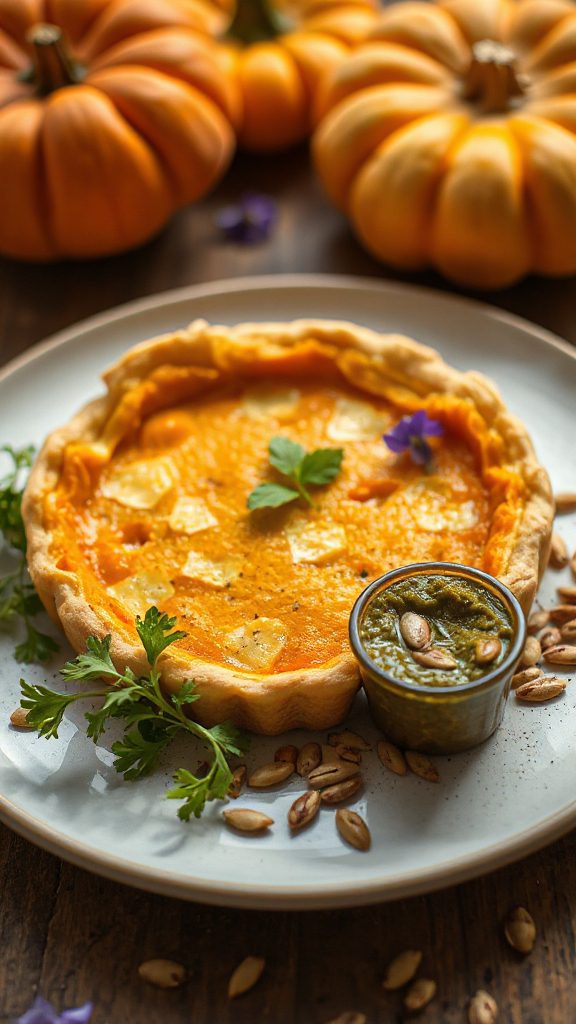 savory pumpkin cheddar quiche