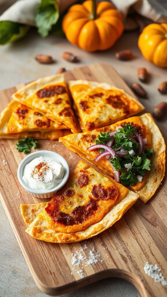 savory pumpkin cheese quesadilla