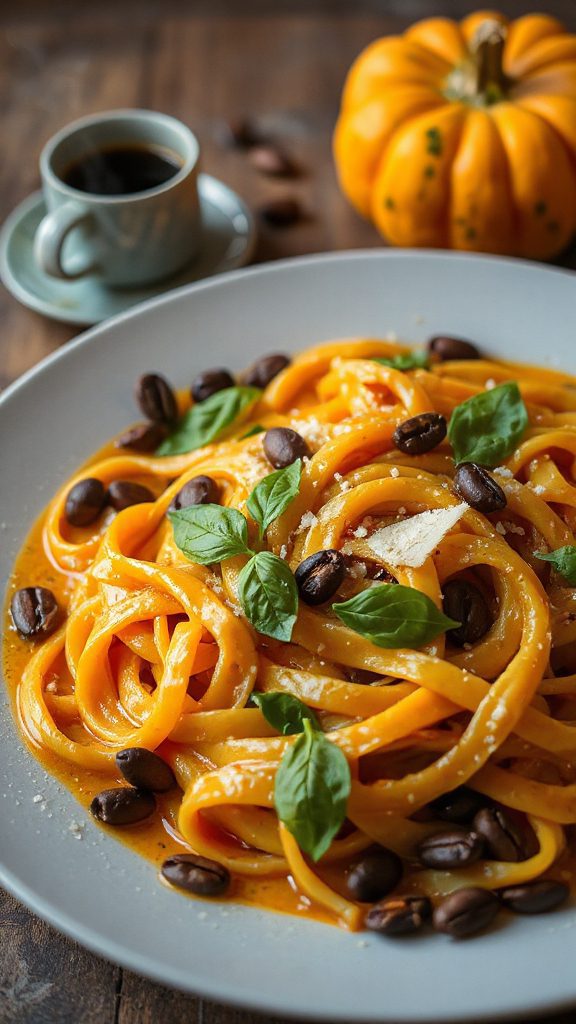 savory pumpkin coffee pasta