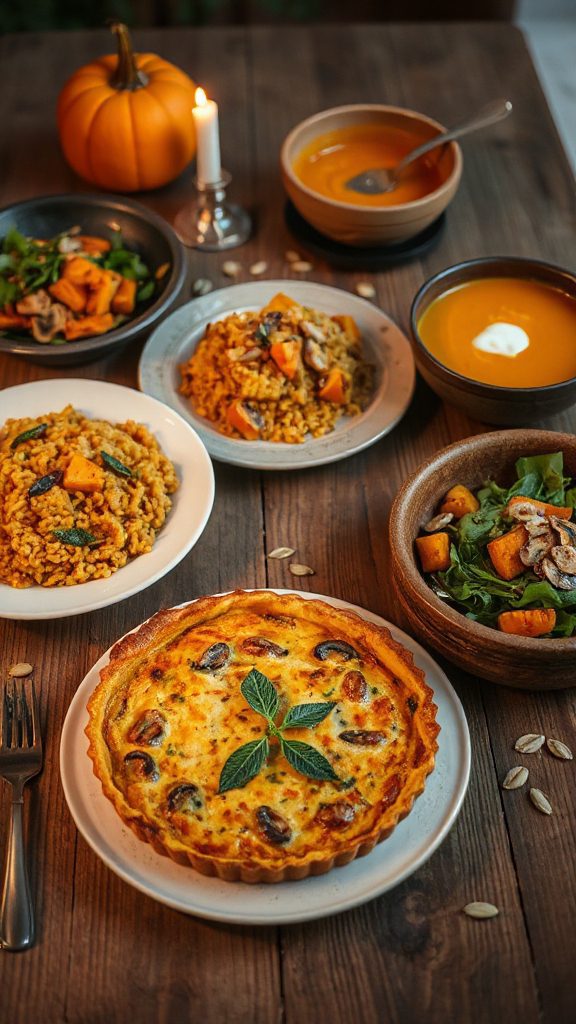 savory pumpkin mushroom quiche