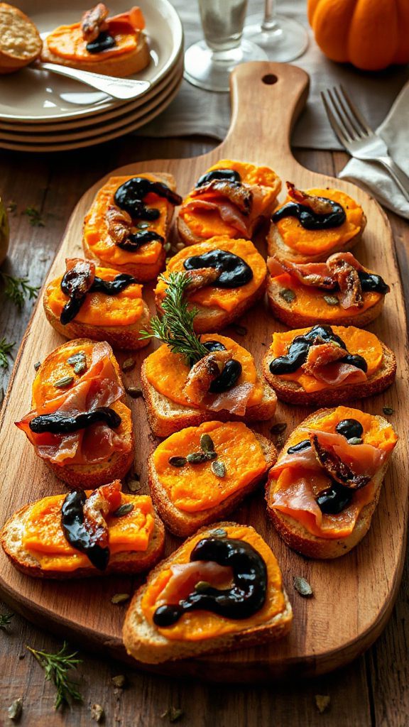 savory pumpkin prosciutto crostini