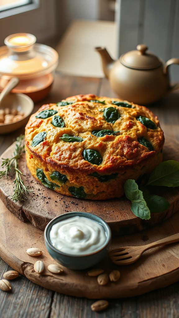 savory pumpkin spinach coffee cake
