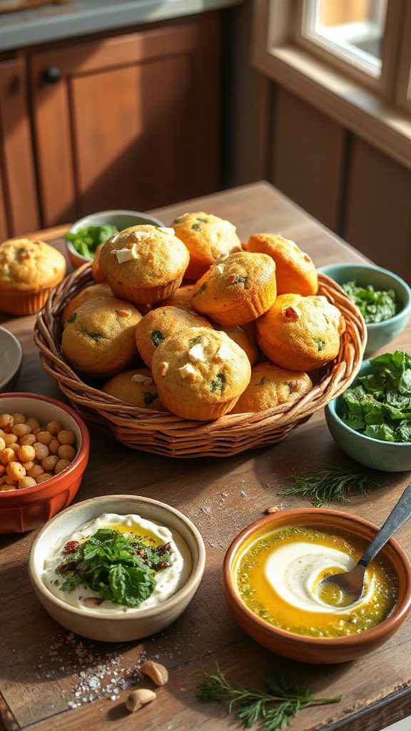 savory spinach feta muffins