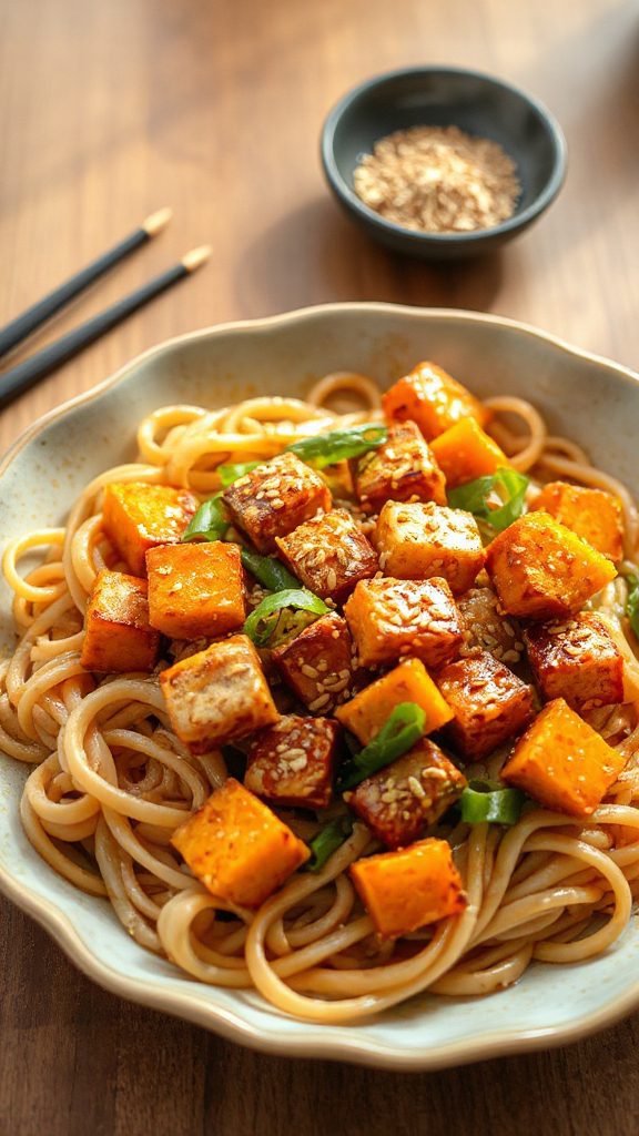savory tempeh pumpkin udon