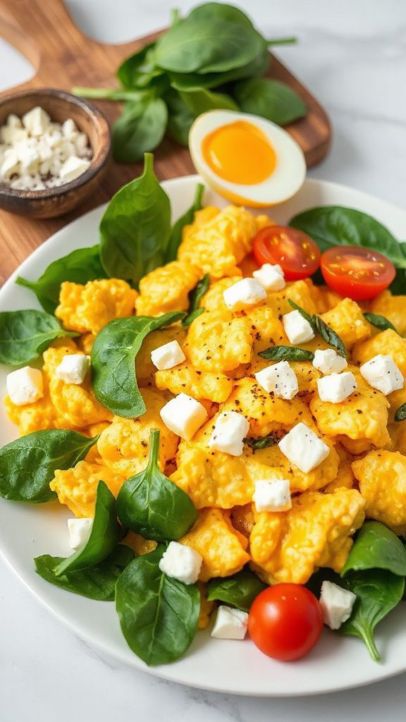 scrambled eggs with feta