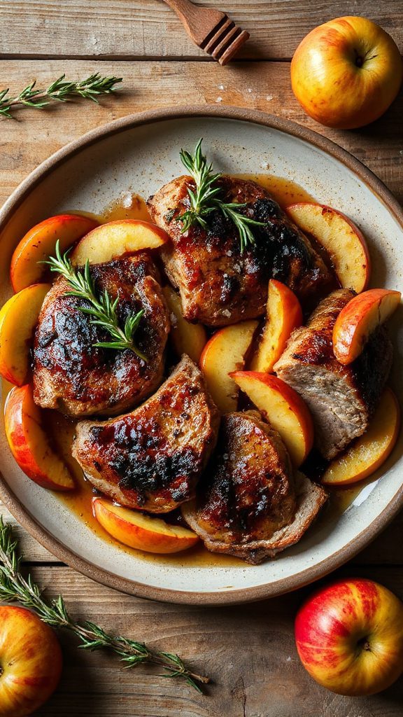 slow cooked pork with apples