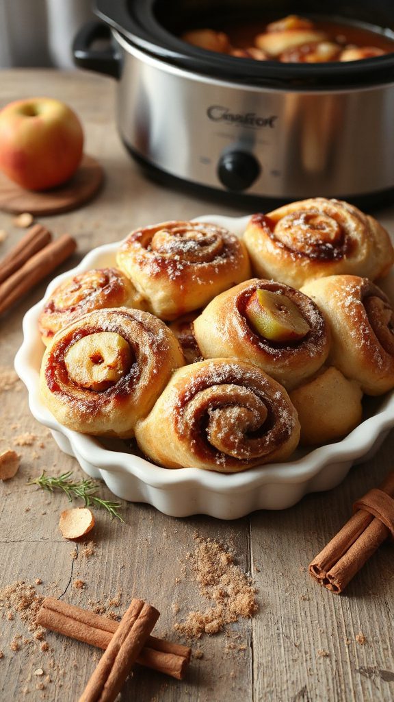 slow cooker apple pie rolls