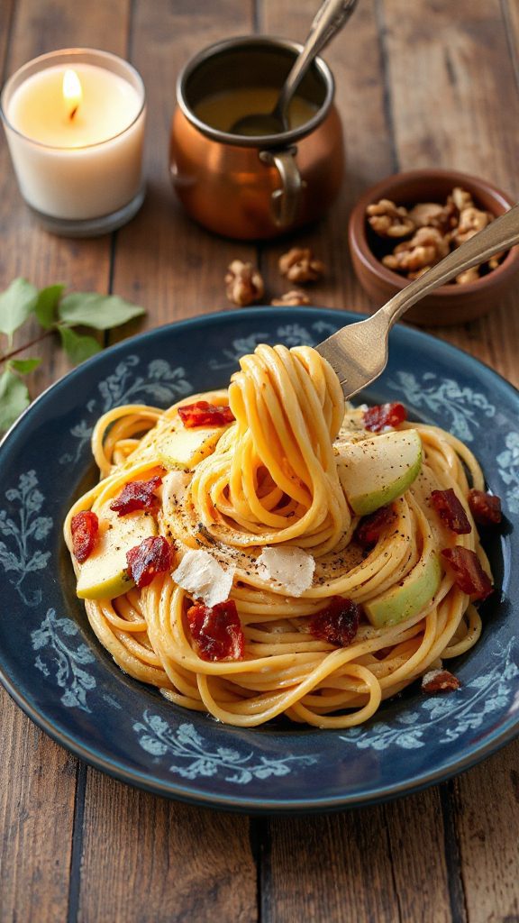 smoky apple bacon carbonara