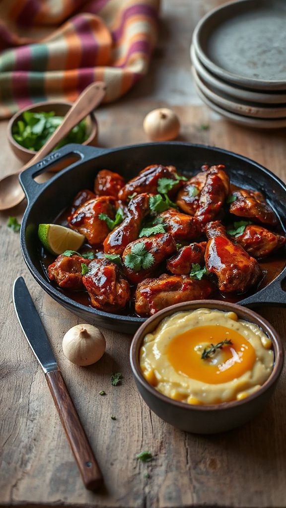 smoky chicken with corn pudding