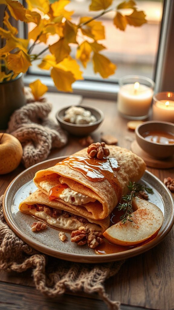 spiced pear ricotta crepes