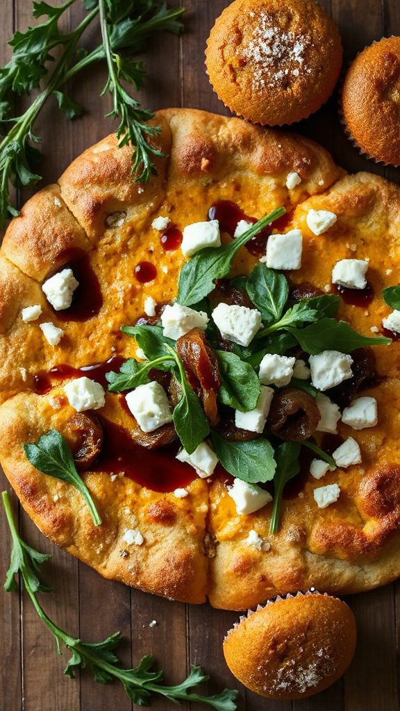 spiced pumpkin feta flatbread
