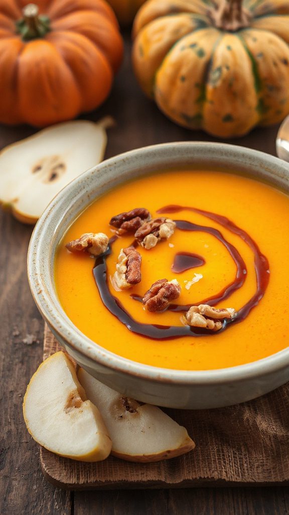 spiced pumpkin pear ginger soup