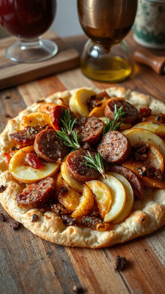 spiced sausage apple flatbread