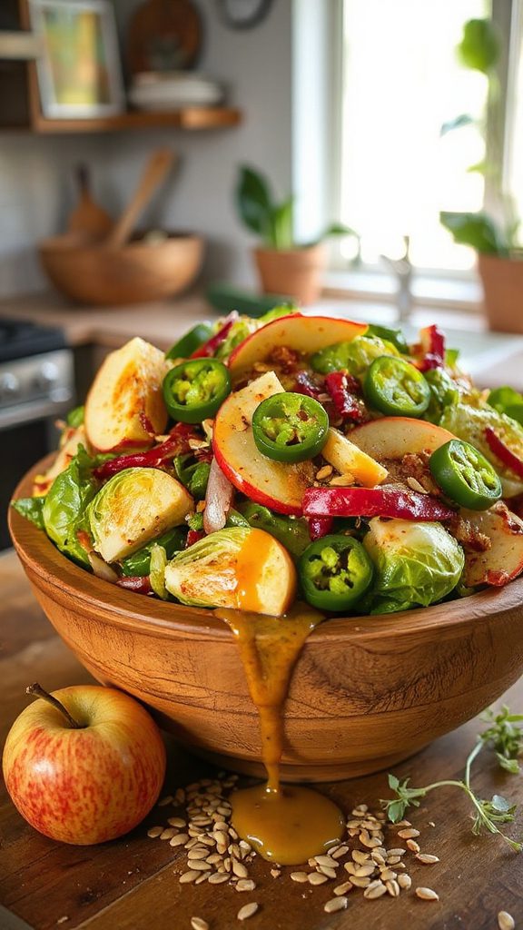 spicy apple brussels sprout slaw