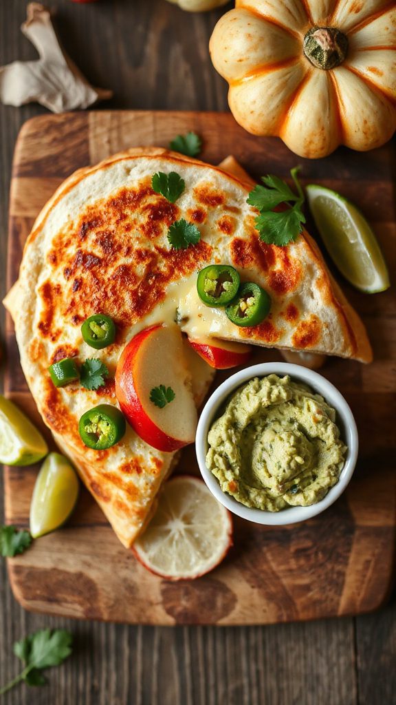 spicy apple cheese quesadilla