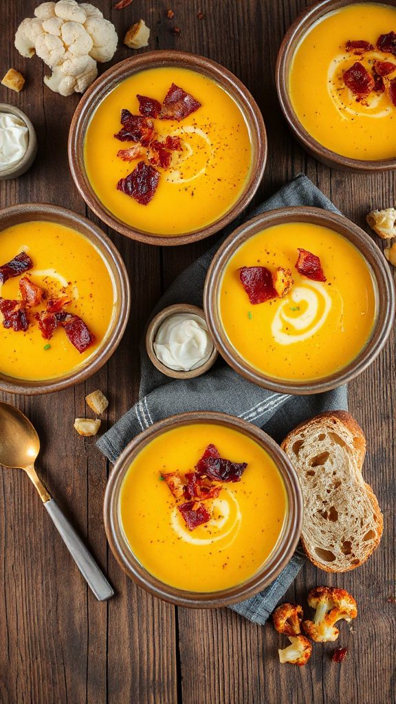 spicy cauliflower cheddar bacon soup