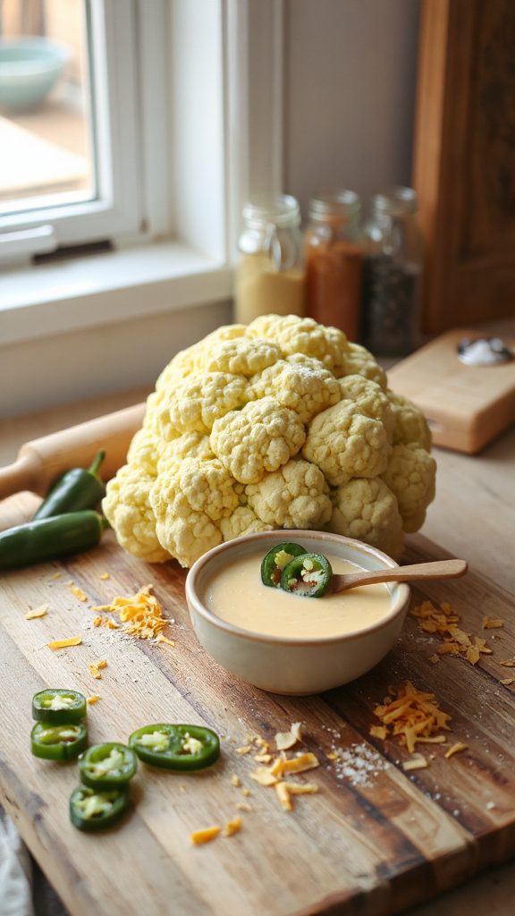 spicy cheddar cauliflower soup