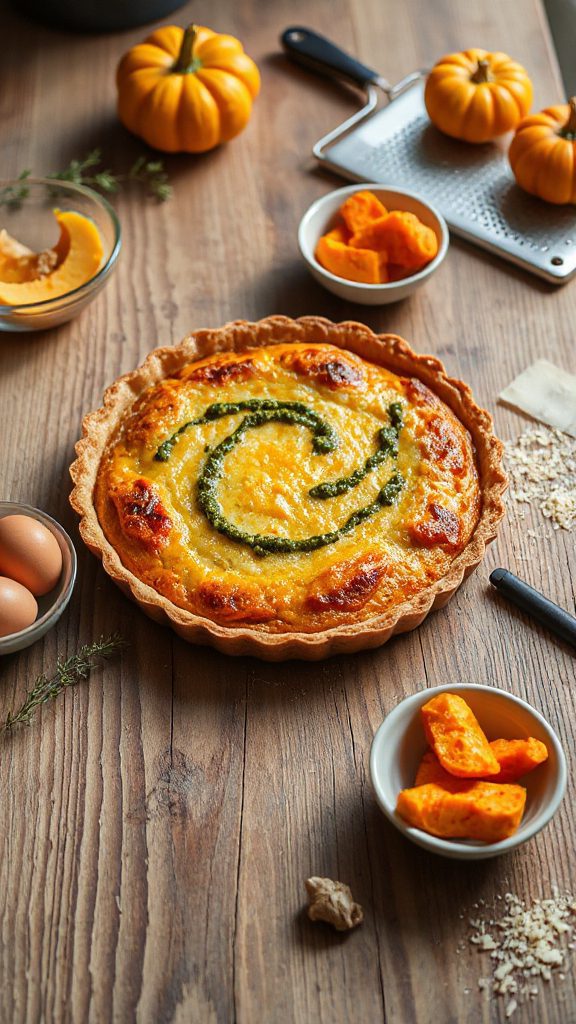 spicy cheddar pumpkin quiche