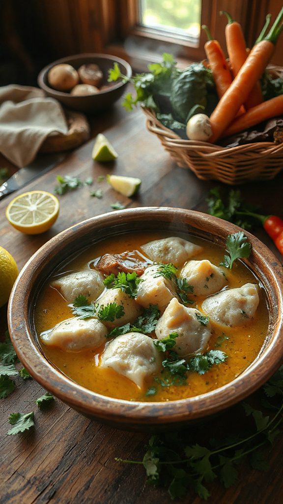 spicy chicken dumpling soup
