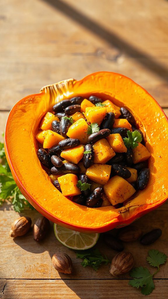 spicy pumpkin black bean burrito