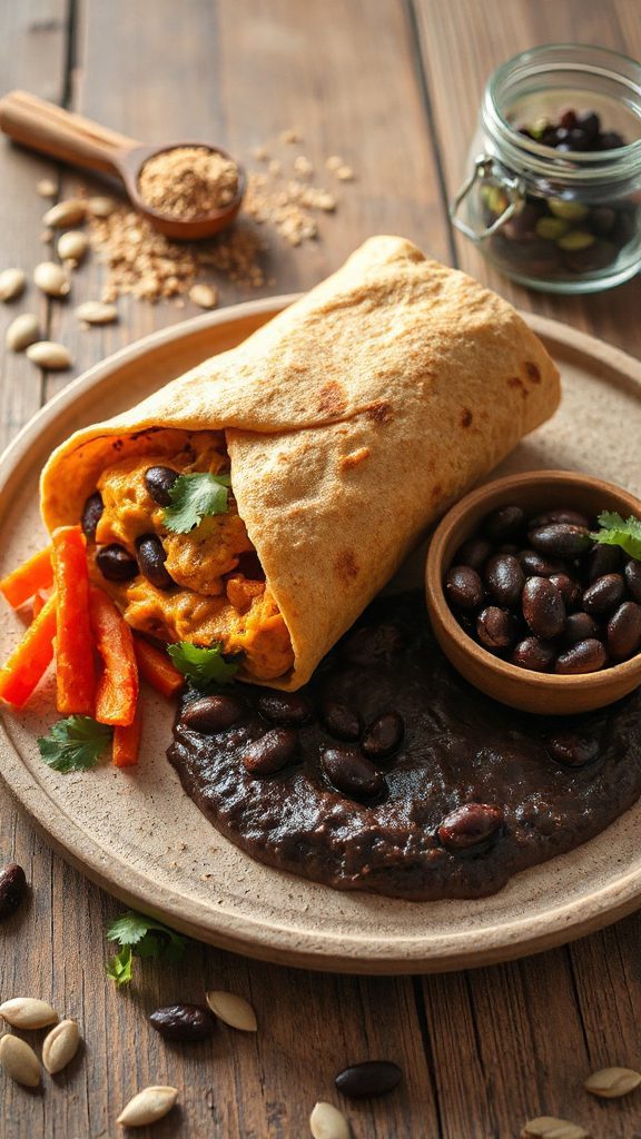 spicy pumpkin black bean wrap