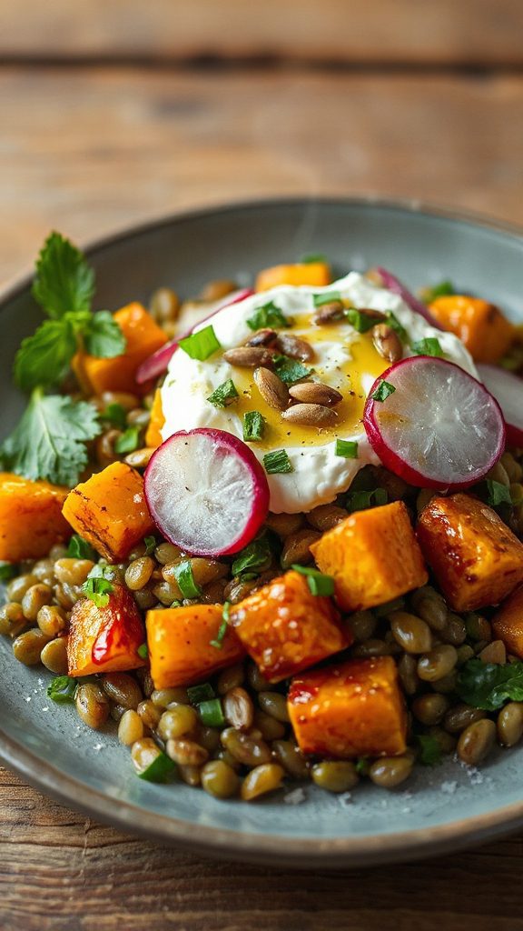 spicy pumpkin lentil salad