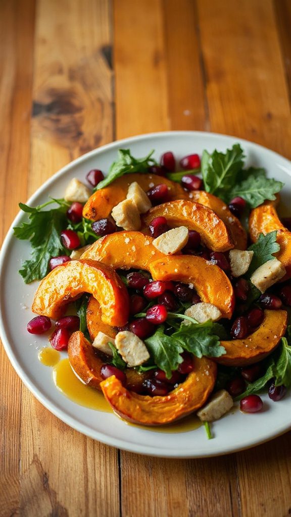 spicy pumpkin pomegranate salad
