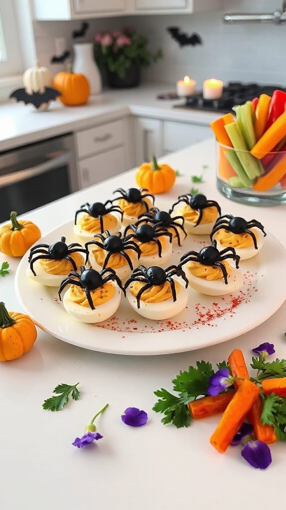 spider themed deviled eggs recipe