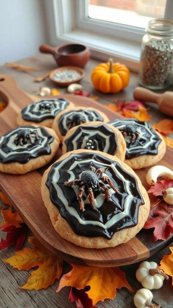 spider web halloween cookies