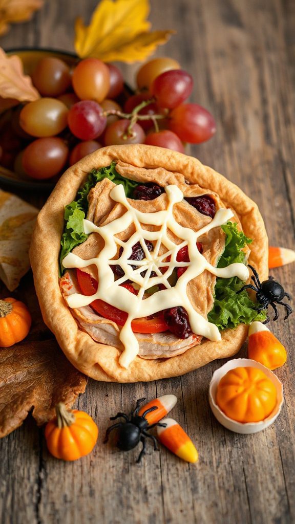 spiderweb sandwich halloween treat