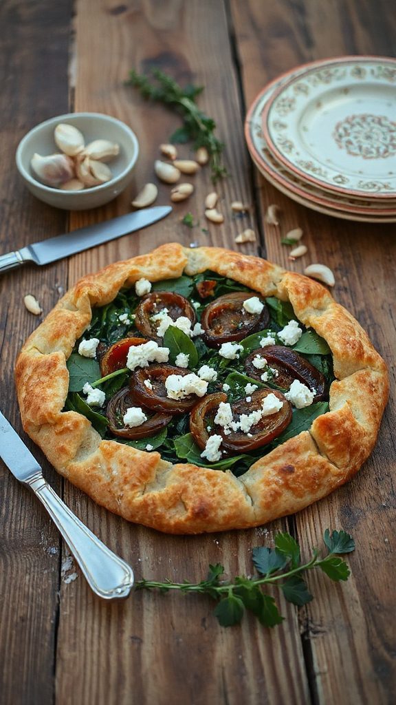 spinach feta caramelized onion galette
