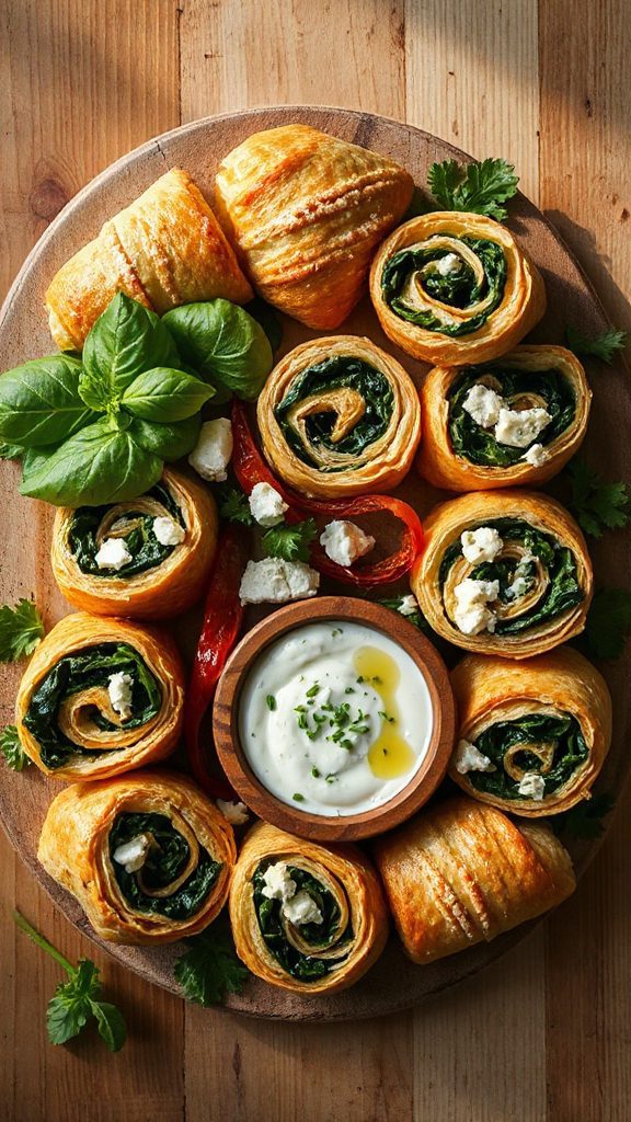 spinach feta cheese roll ups