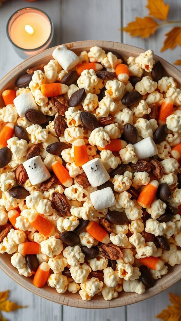 spooky autumn popcorn mix