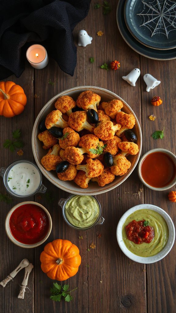 spooky baked cauliflower bites