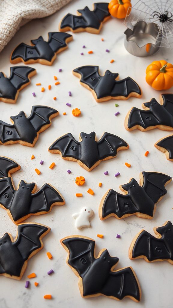 spooky bat shaped cookie treats