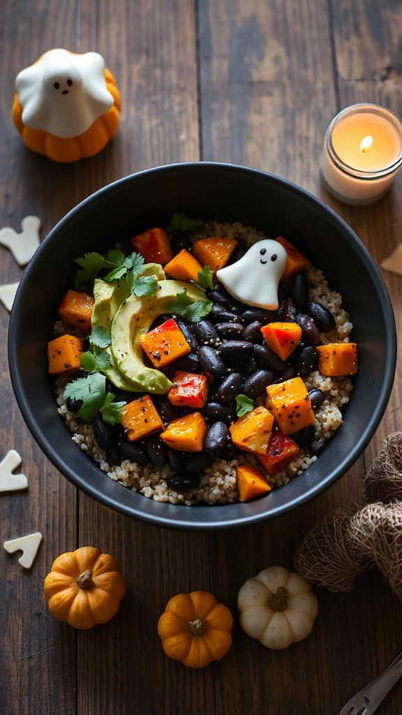 spooky black bean bowl