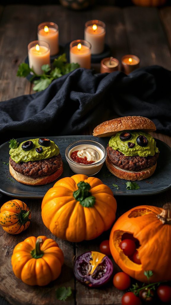spooky black bean burgers