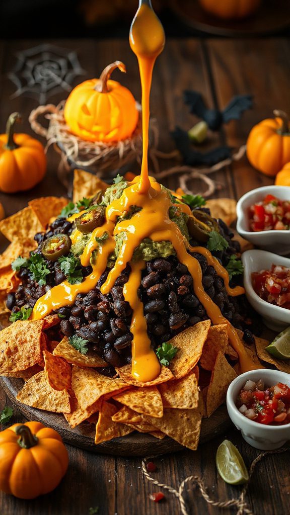 spooky black bean nachos