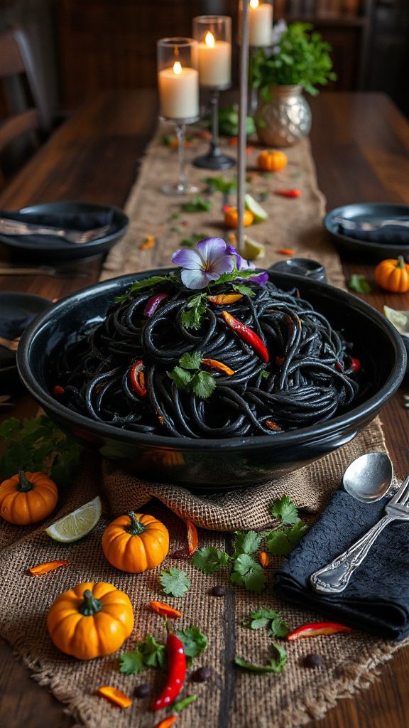 spooky black bean noodles