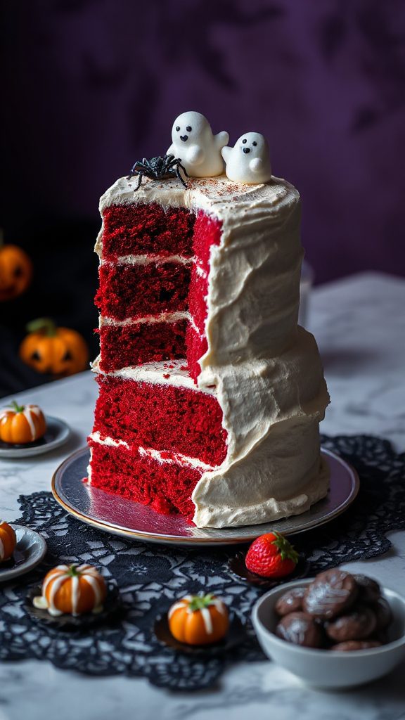 spooky blood red velvet cake