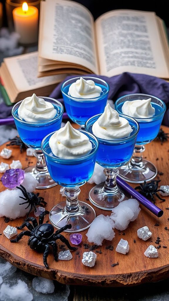 spooky blue raspberry jello shots