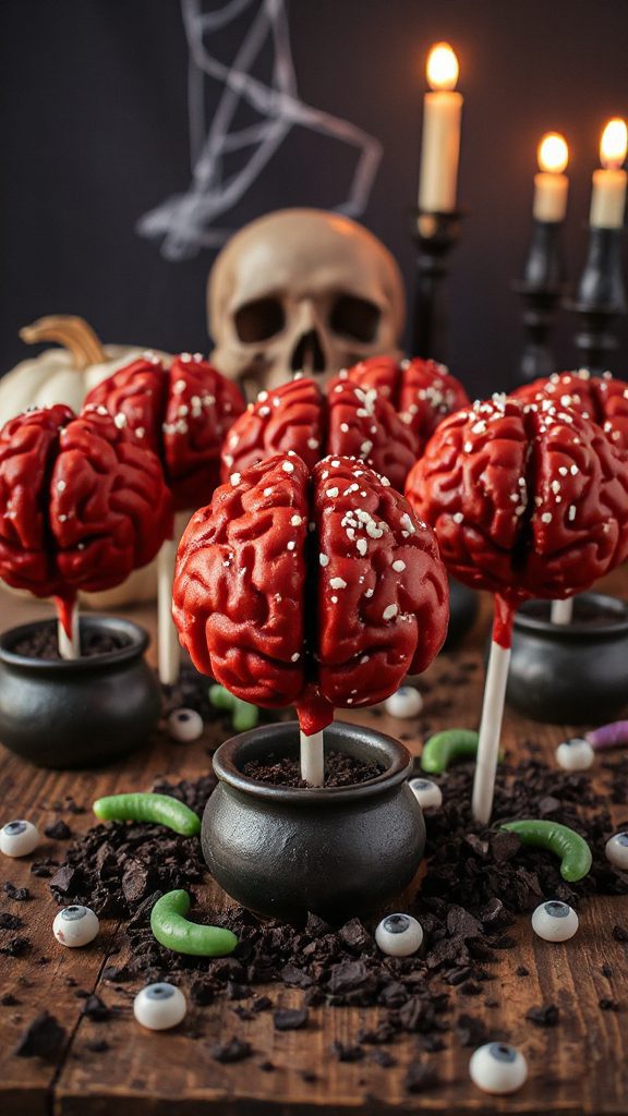 spooky brain themed cake pops